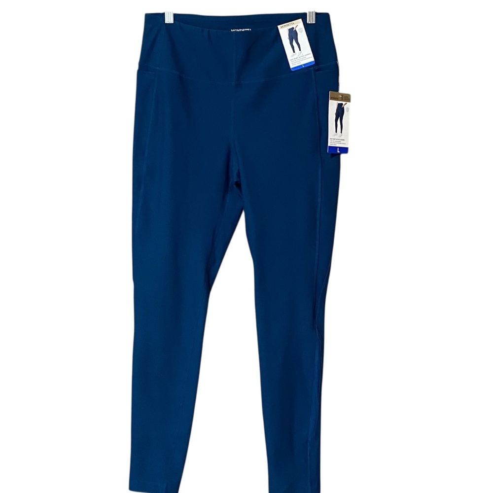 SOLD! DO NOT BUY!! Mondetta High Waist Active Legging L Teal Side Pockets Mesh M - Picture 5 of 13
